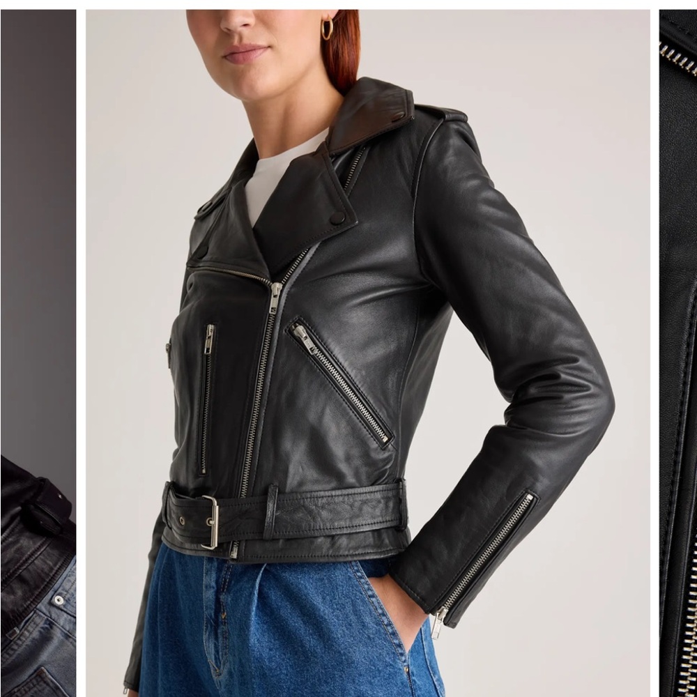 Quince 100% Leather Motorcycle Jacket - Small